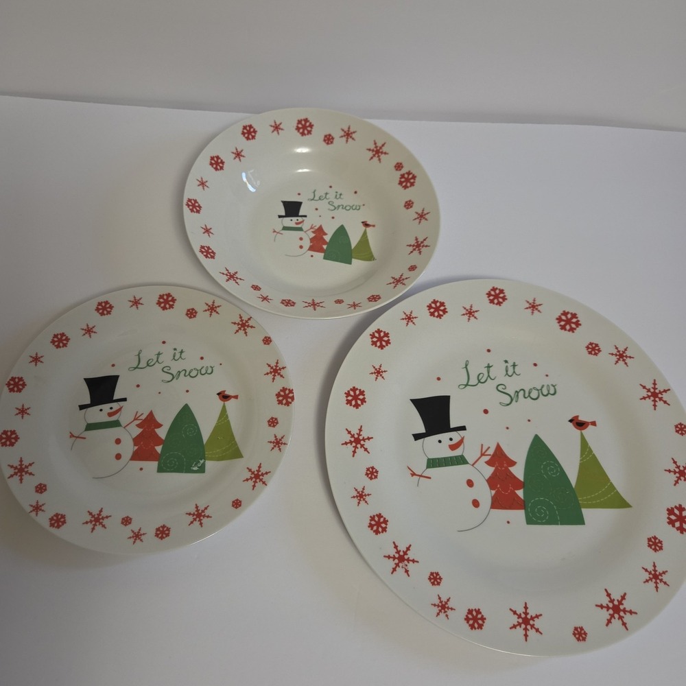 Jas Exclusive Snowman Dinner Set Stoneware Christmas Holiday Festival Winter Dec